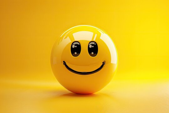 Naklejki 3D rendering of yellow smiley emoji