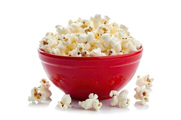 White isolated bowl of popcorn