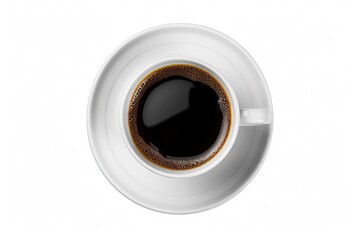 Fototapeta na wymiar Clipped black coffee on white plate isolated on white background