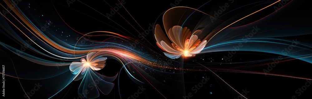 Poster a visually captivating abstract futuristic background featuring neon pink and blue glowing lines in 