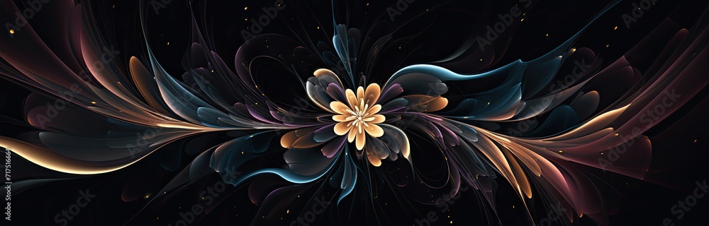 Poster a visually captivating abstract futuristic background featuring neon pink and blue glowing lines in 