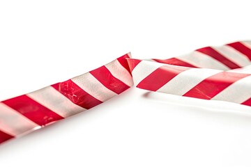 Isolated white background with red and white warning tape