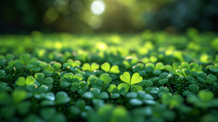 A Lush Clover Meadow, St. Patrick's Day Dream. AI Generative.