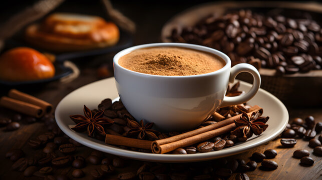 Coffee, coffee beans, drink image for background