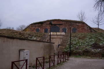 Fortifications of Neuf Brisach Alsace France on a cold winter day