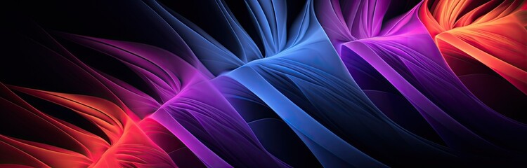 A futuristic backdrop featuring vibrant pink and blue neon lights in dynamic, high-speed wave formations.
