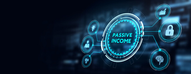 Passive income business concept. Business, Technology, Internet and network concept. 3d illustration - obrazy, fototapety, plakaty