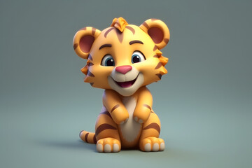 3d rendering cute Tiger cartoon