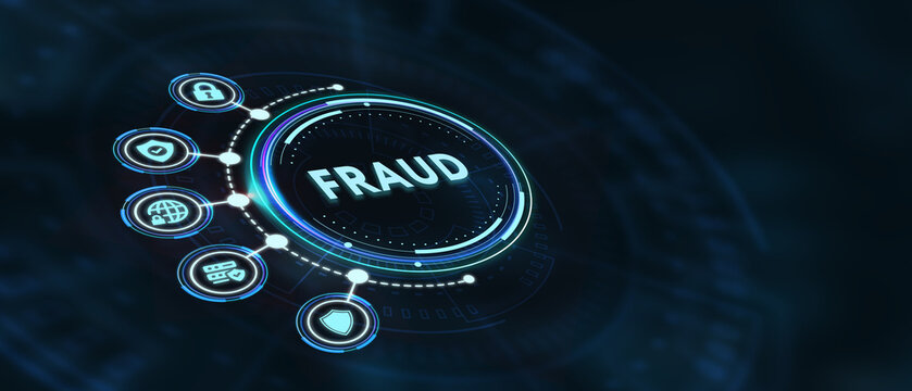 Fraud Alert Caution Defend Guard Notify Protect Concept. 3d illustration