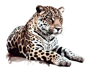 Obraz premium Realisctic leopard vector illustration on isolated white background. Generative ai