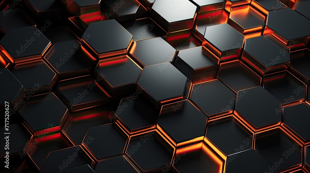 Poster a contemporary background featuring a pattern of grey and red hexagons, creating a modern aesthetic.