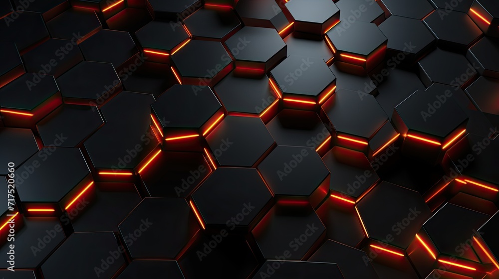 Poster a contemporary background featuring a pattern of grey and red hexagons, creating a modern aesthetic.