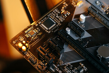 Computer part circuit board close up photo