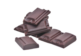 Chocolate pieces isolated on white