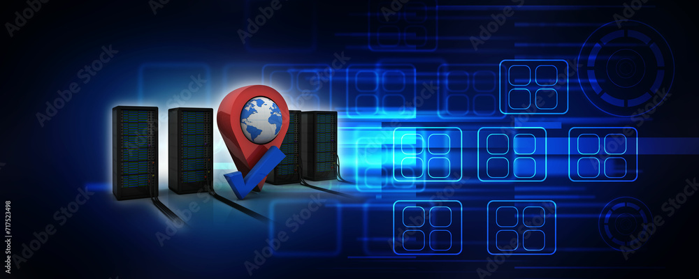 Aufkleber 3d illustration data center server with navigation
