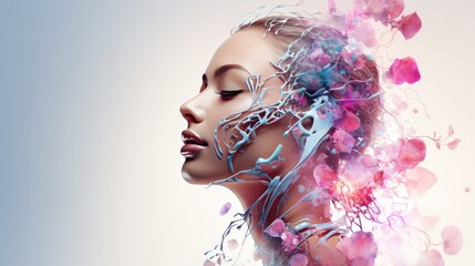 AI Personalized cosmetic products and skincare boost application, service of skincare and cosmetic for individual woman, demonstrate record and products for costumers, modern life style on AI App