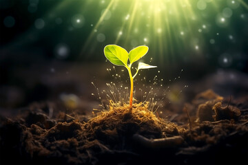 Plant Sprout Soil Growth Sun Rays Magic 