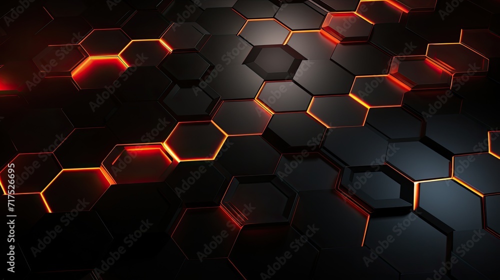 Poster a stylish modern background adorned with hexagons in shades of grey and red, offering a visually app