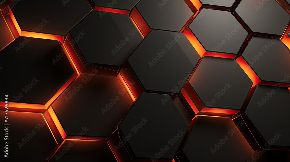 Poster a stylish modern background adorned with hexagons in shades of grey and red, offering a visually app