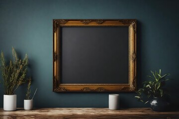 chalkboard with wooden frame on wooden wall