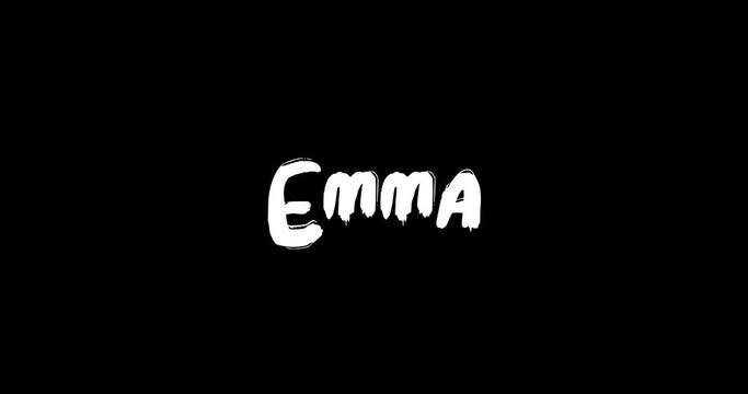 Emma Women Name in Grunge Dissolve Transition Effect of Animated Bold Text Typography on Black Background 