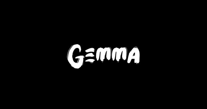 Gemma Women Name in Grunge Dissolve Transition Effect of Animated Bold Text Typography on Black Background 