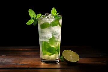 Minty lime soda drink. Generative AI
