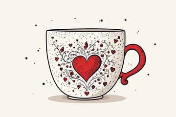 Hand-drawn mug illustration for Valentine's Day decor and designs. Generative AI