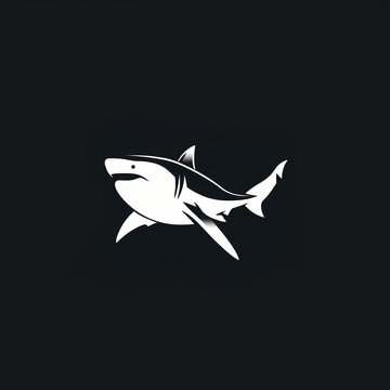 White Shark Against a Black Background, minimalist logo
