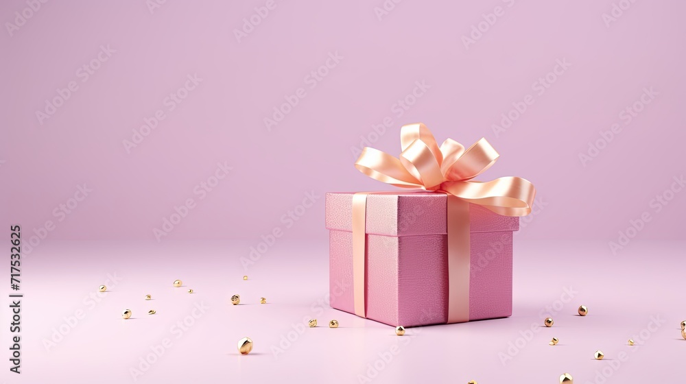 Poster gift box on a clean background in the style of the new year where there is space for text