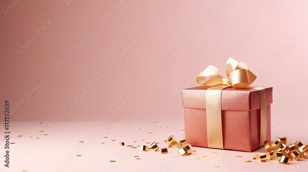 Poster gift box on a clean background in the style of the new year where there is space for text