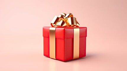 Obraz premium Gift box on a clean background in the style of the new year where there is space for text