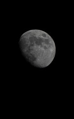 View to the Moon in close up style with black background