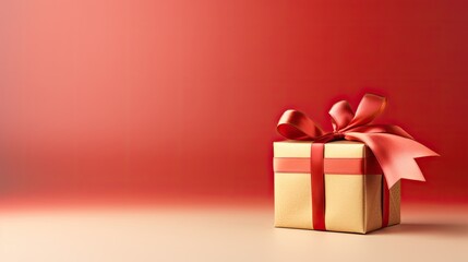 Gift box on a clean background in the style of the new year where there is space for text