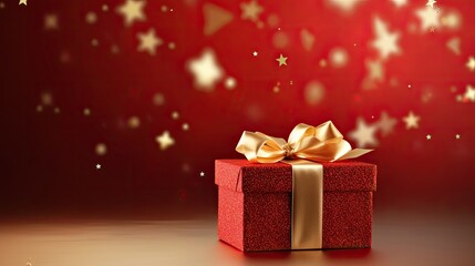 Obraz premium Gift box on a clean background in the style of the new year where there is space for text