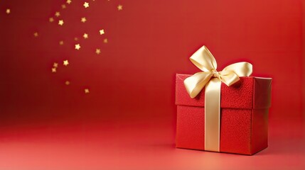 Gift box on a clean background in the style of the new year where there is space for text