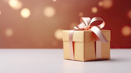Gift box on a clean background in the style of the new year where there is space for text