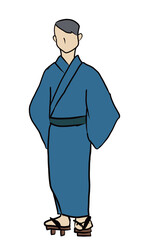 浴衣姿の男性の簡単なイラスト