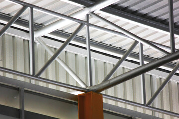 close up steel structure interior warehouse design abstract geometric pattern