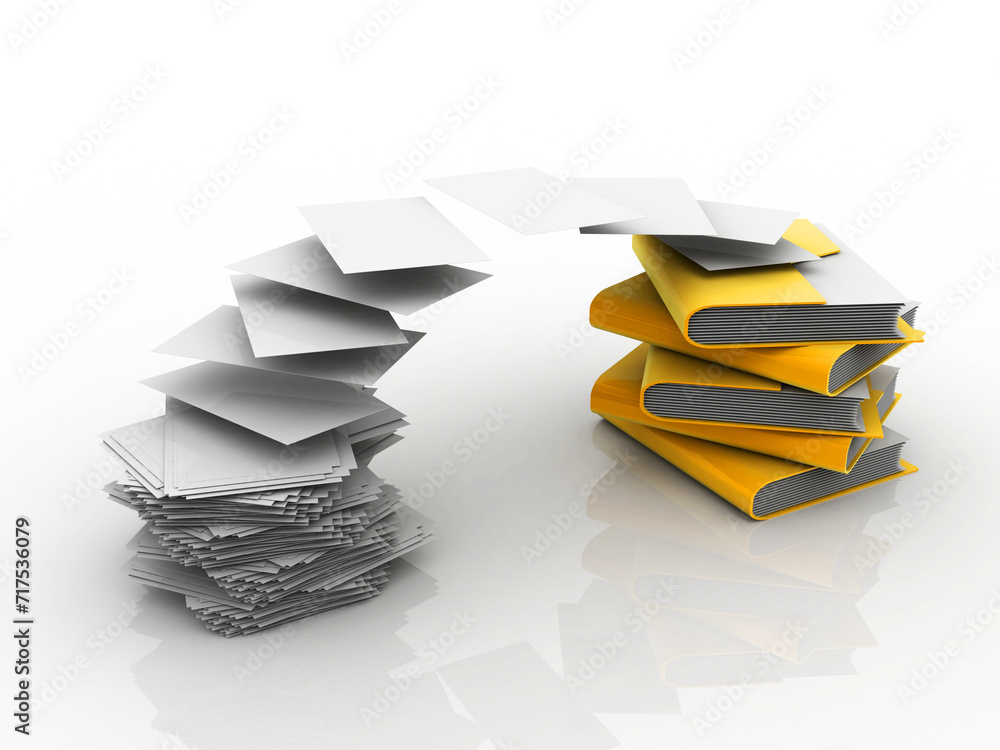 Poster 3d rendering folder with documents