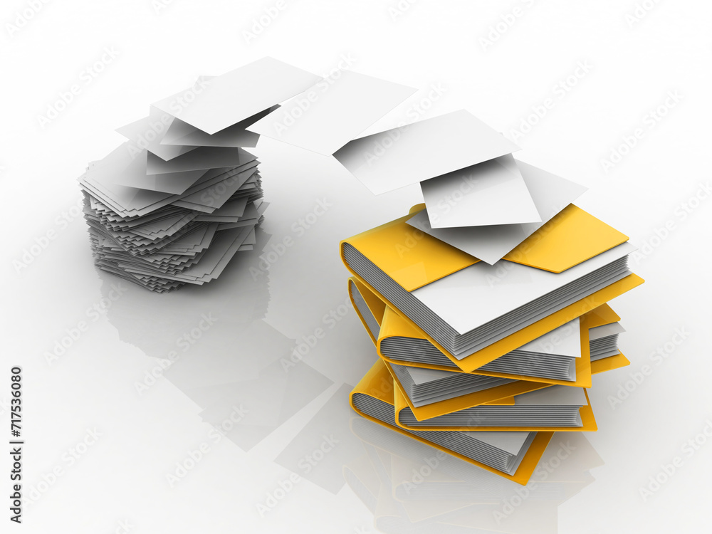 Poster 3d rendering folder with documents