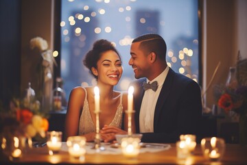 couple sharing a manhattan at candlelit table
