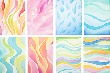Abstract patterns in pastel A journey through color and texture , cartoon drawing, water color style