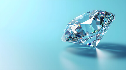 Shiny diamond prism on a light blue background 
