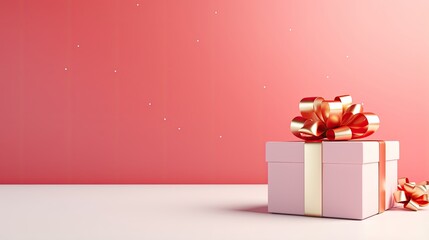 Gift box on a clean background in the style of the new year where there is space for text