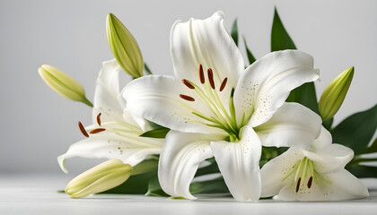 Fototapeta na wymiar white lilies on a black background