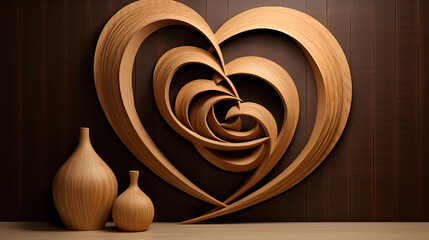Bold and Sleek Wooden Love Design Harmony Background Ai Generative