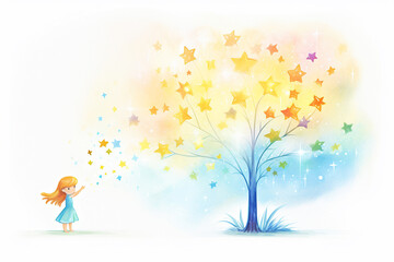 Magical glow Adding a touch of enchantment to your background , cartoon drawing, water color style