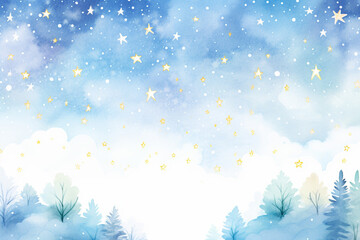 Fototapeta na wymiar Night sky magic The beauty of stars in a galaxy-themed illustration , cartoon drawing, water color style