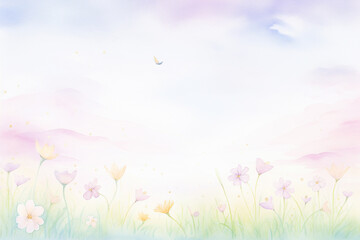 Fototapeta na wymiar Pastel beauty in spring Crafting a dreamy background , cartoon drawing, water color style